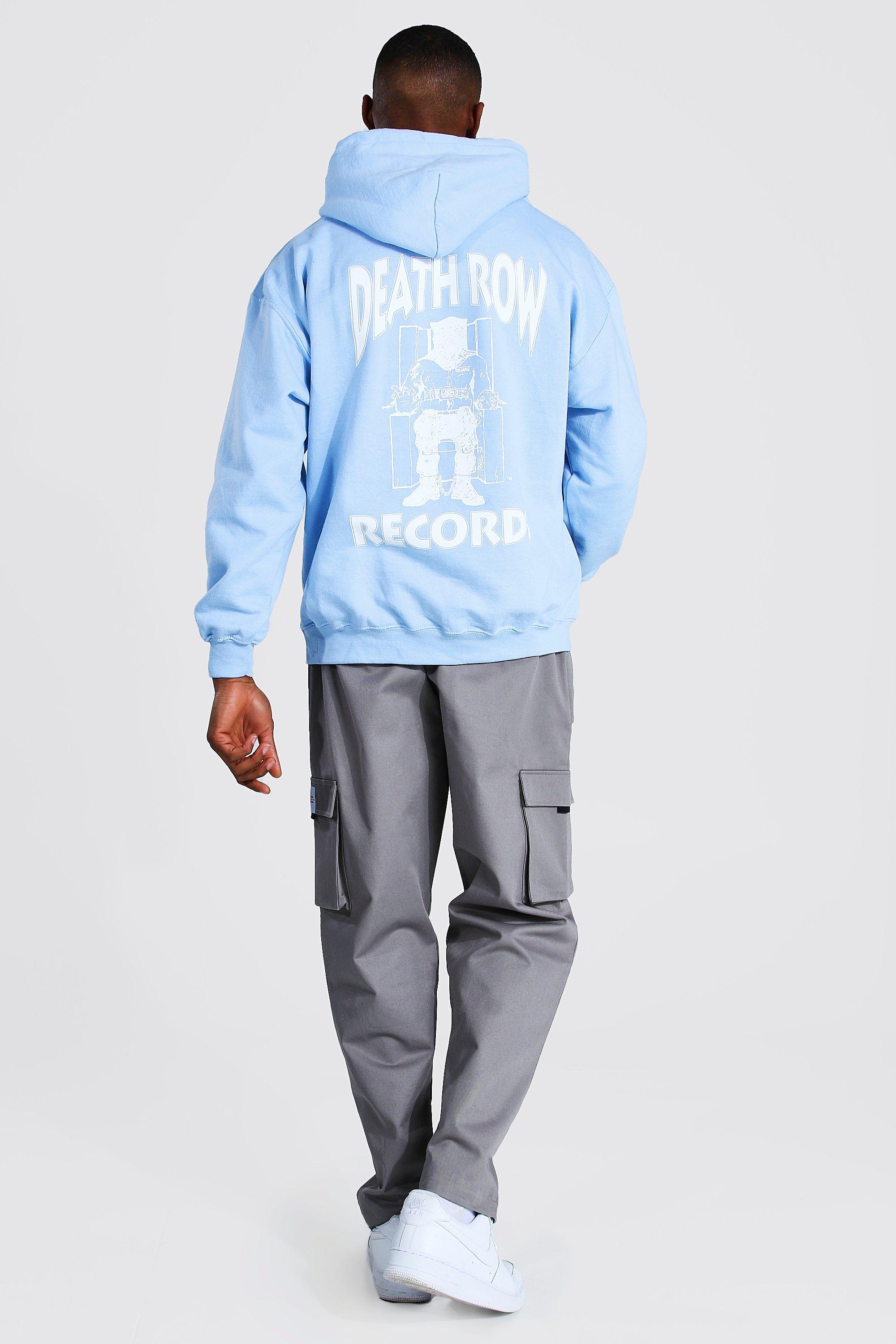 Men s Oversized Death Row Front Back Print Hoodie boohoo